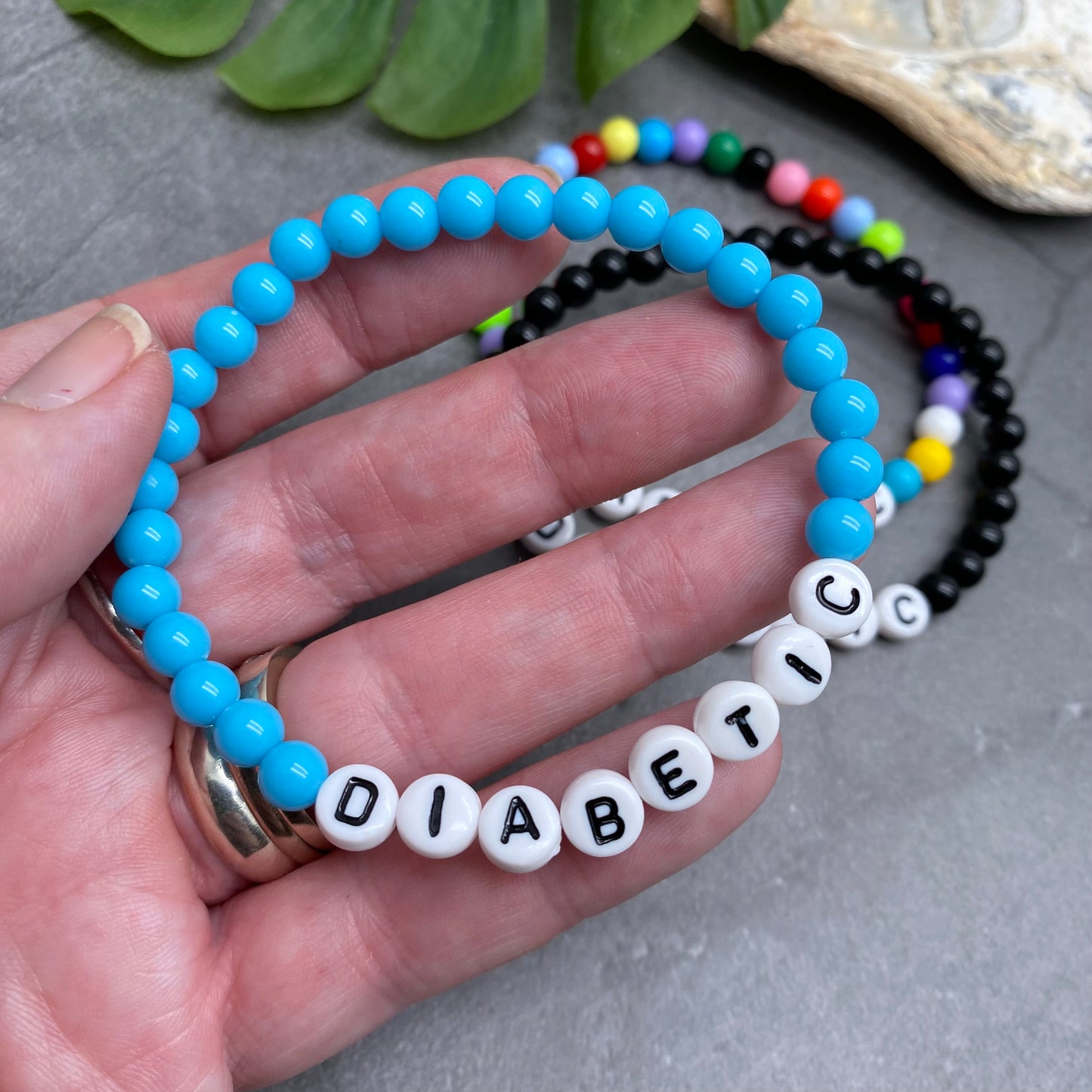 DIABETIC Medical Alert Bracelet - Acrylic Letter Beads