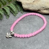 Tiny Bee Charm Frosted Bead Bracelet - Colour Choice