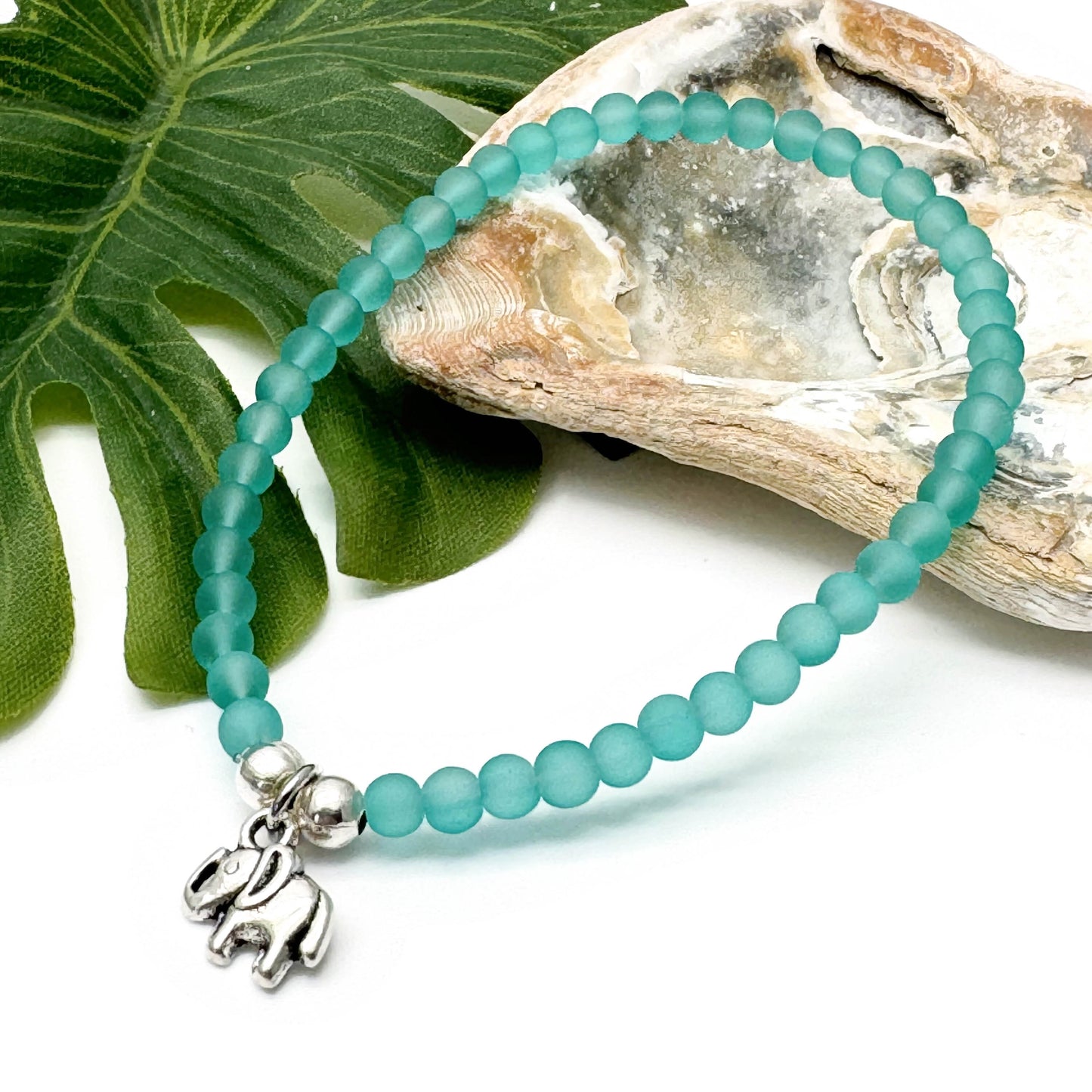 Elephant Charm Frosted Bead Bracelet - Colour Choice