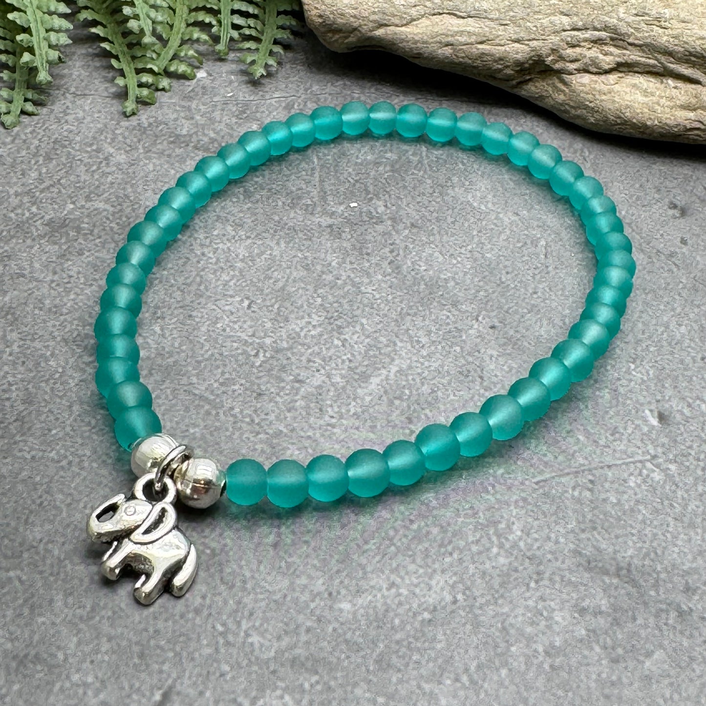 Elephant Charm Frosted Bead Bracelet - Colour Choice