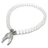 Angel Wings Charm Frosted Bead Bracelet - Colour Choice