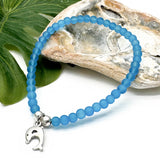 Dolphin Charm Frosted Bead Bracelet - Colour Choice