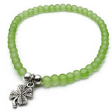 Lucky Clover Charm Frosted Bead Bracelet - Colour Choice