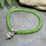 Lucky Clover Charm Frosted Bead Bracelet - Colour Choice