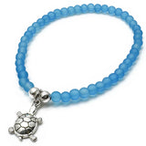 Turtle Charm Frosted Bead Bracelet - Colour Choice