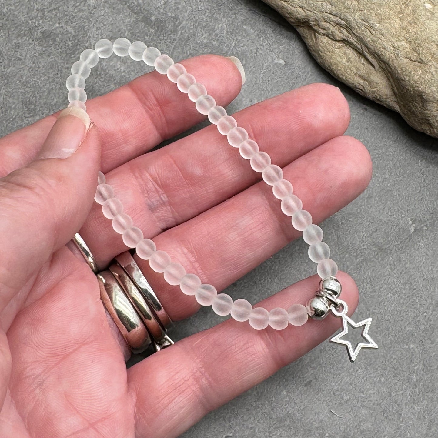 Star Charm Frosted Bead Bracelet - Colour Choice