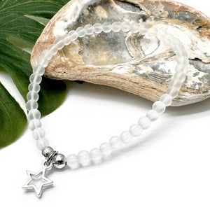 Star Charm Frosted Bead Bracelet - Colour Choice