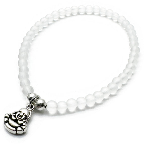 Buddha Charm Frosted Bead Bracelet - Colour Choice