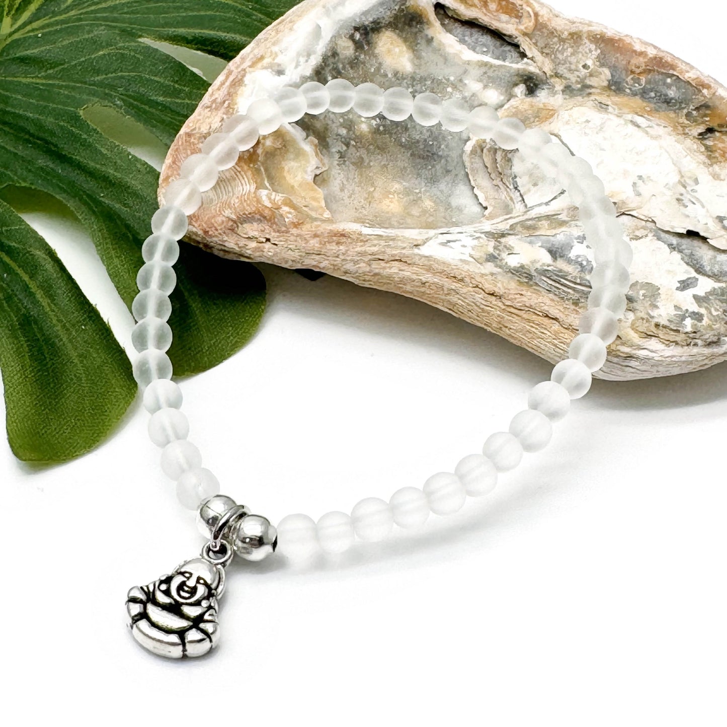 Buddha Charm Frosted Bead Bracelet - Colour Choice
