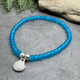 Sea Shell Charm Frosted Bead Bracelet - Colour Choice