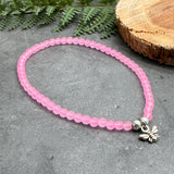 Tiny Bee Charm Frosted Bead Anklet - Colour Choice