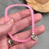 Tiny Bee Charm Frosted Bead Anklet - Colour Choice