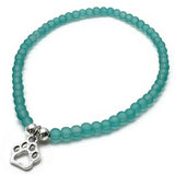 Paw Print Charm Frosted Bead Anklet - Colour Choice