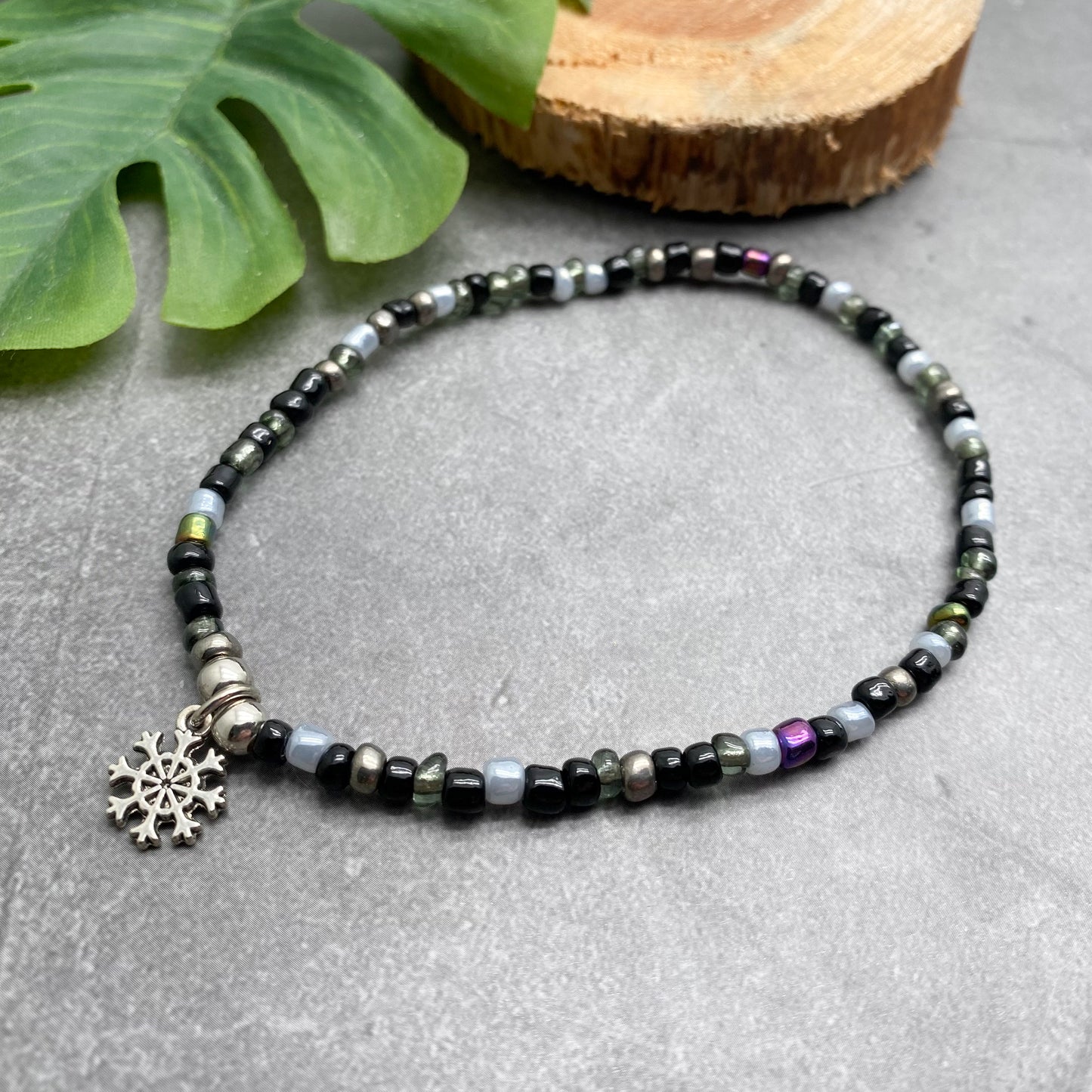 Snowflake Seed Bead Anklet - Colour Choice