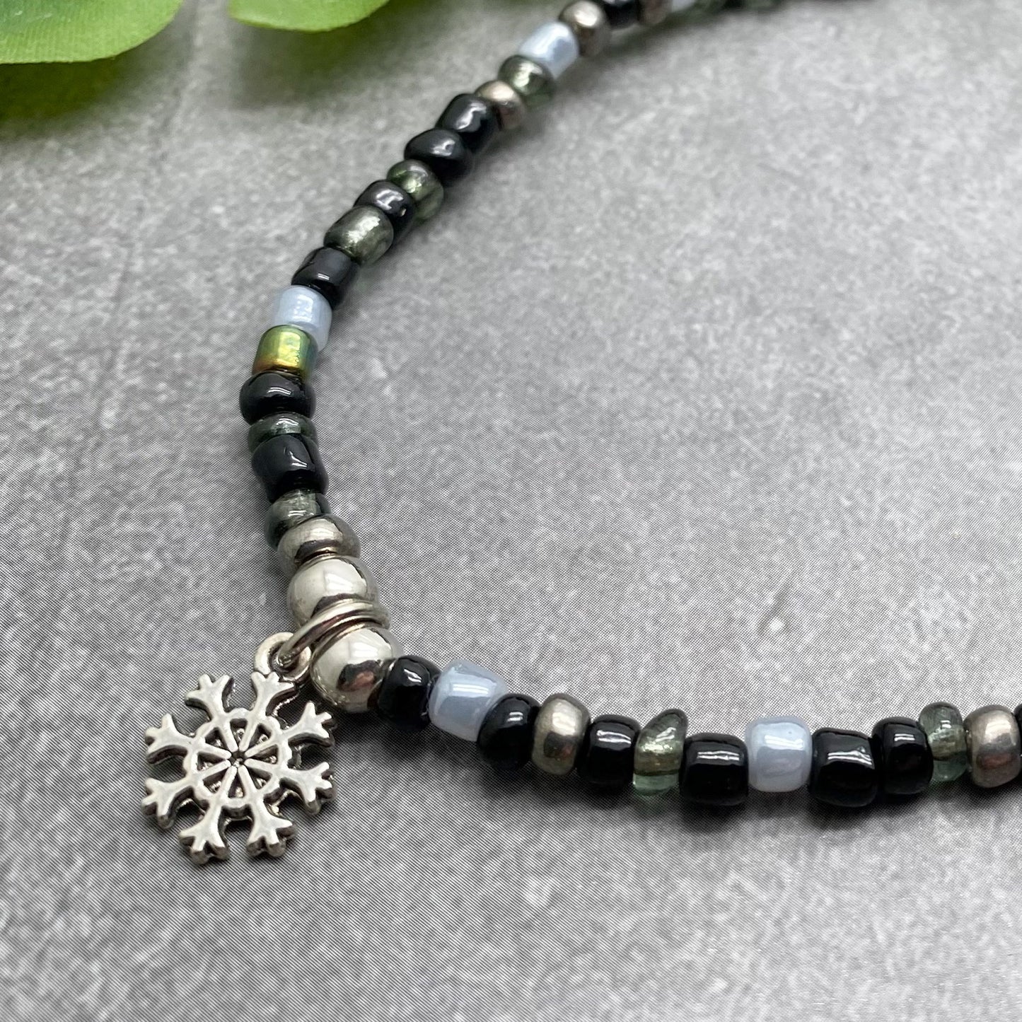 Snowflake Seed Bead Anklet - Colour Choice