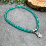 Hamsa Charm Frosted Bead Anklet - Colour Choice - Fatima's Hand
