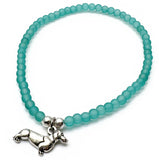 Dachshund Charm Frosted Bead Anklet - Colour Choice
