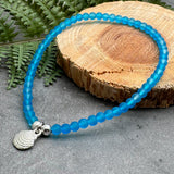 Sea Shell Charm Frosted Bead Anklet - Colour Choice