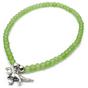 Dinosaur Charm Frosted Bead Anklet - Colour Choice