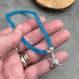 Turtle Charm Frosted Bead Anklet - Colour Choice