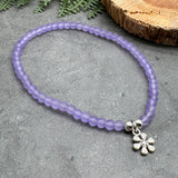 Daisy Flower Charm Frosted Bead Anklet - Colour Choice