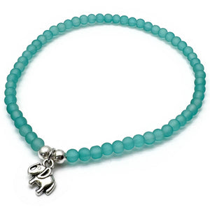 Elephant Charm Frosted Bead Anklet - Colour Choice