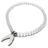 Angel Wings Charm Frosted Bead Anklet - Colour Choice