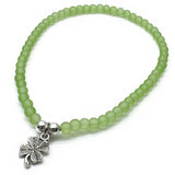 Lucky Clover Charm Frosted Bead Anklet - Colour Choice