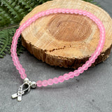Hope Ribbon Charm Frosted Bead Anklet - Colour Choice