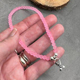 Hope Ribbon Charm Frosted Bead Anklet - Colour Choice