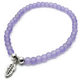 Feather Charm Frosted Bead Bracelet - Colour Choice