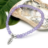 Feather Charm Frosted Bead Bracelet - Colour Choice