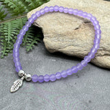 Feather Charm Frosted Bead Bracelet - Colour Choice