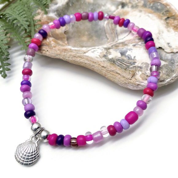 Shell Charm Bead Bracelet - Colour Choice