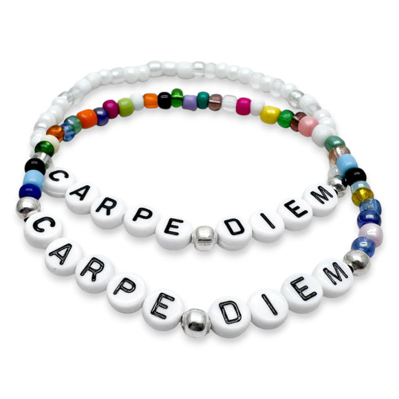 CARPE DIEM Glass Seed Bead Bracelet