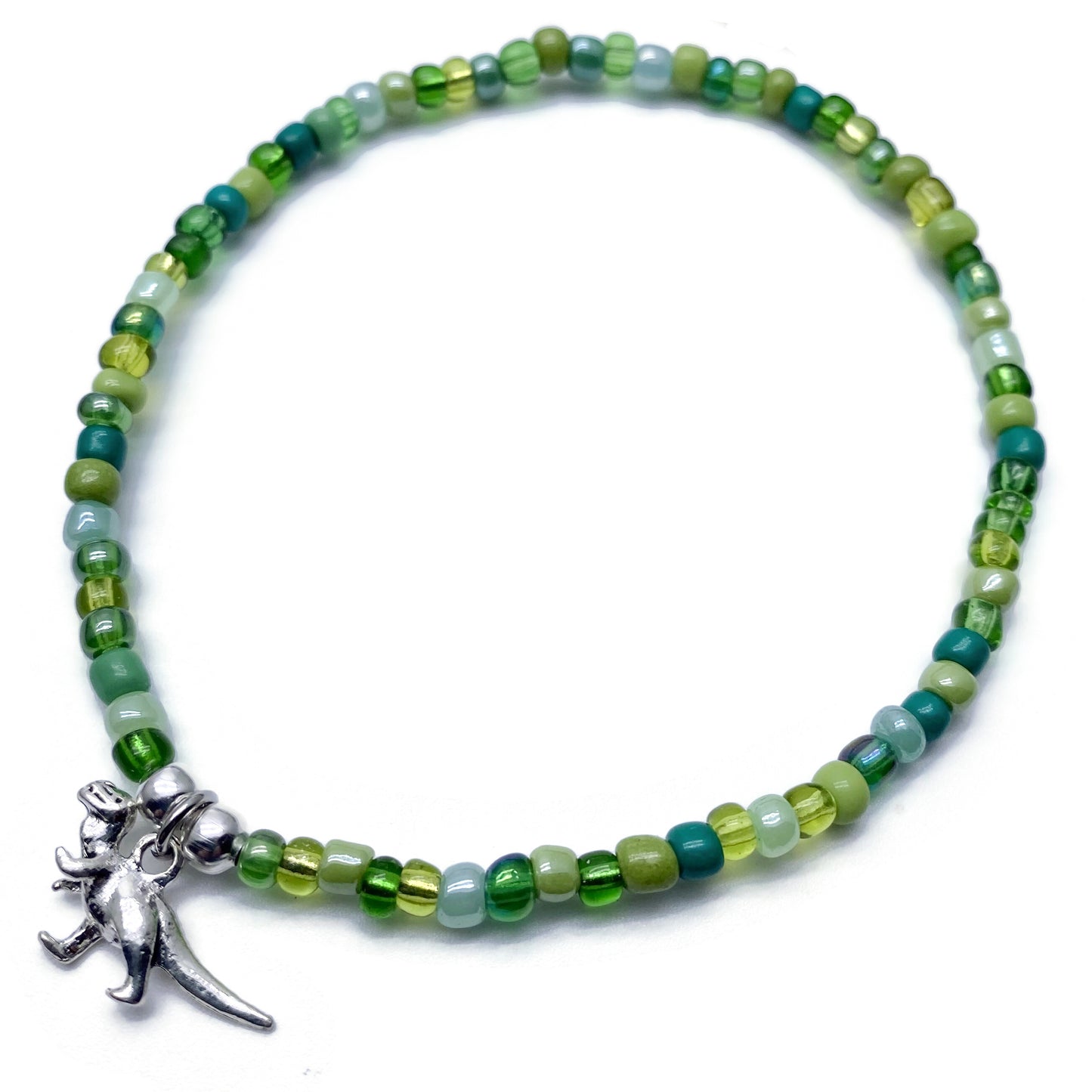 Dinosaur Charm Seed Bead Anklet - Colour Choice