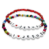 I LOVE JESUS Glass Seed Bead Bracelet