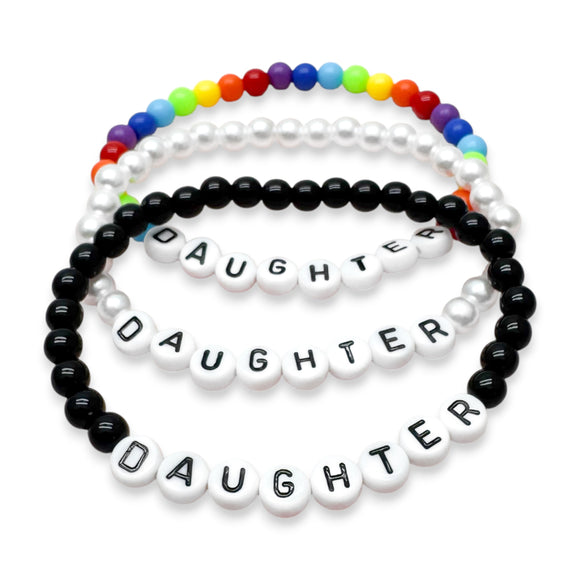 DAUGHTER Acrylic Letter Bead Bracelet Colour Choice
