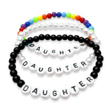 DAUGHTER Acrylic Letter Bead Bracelet Colour Choice