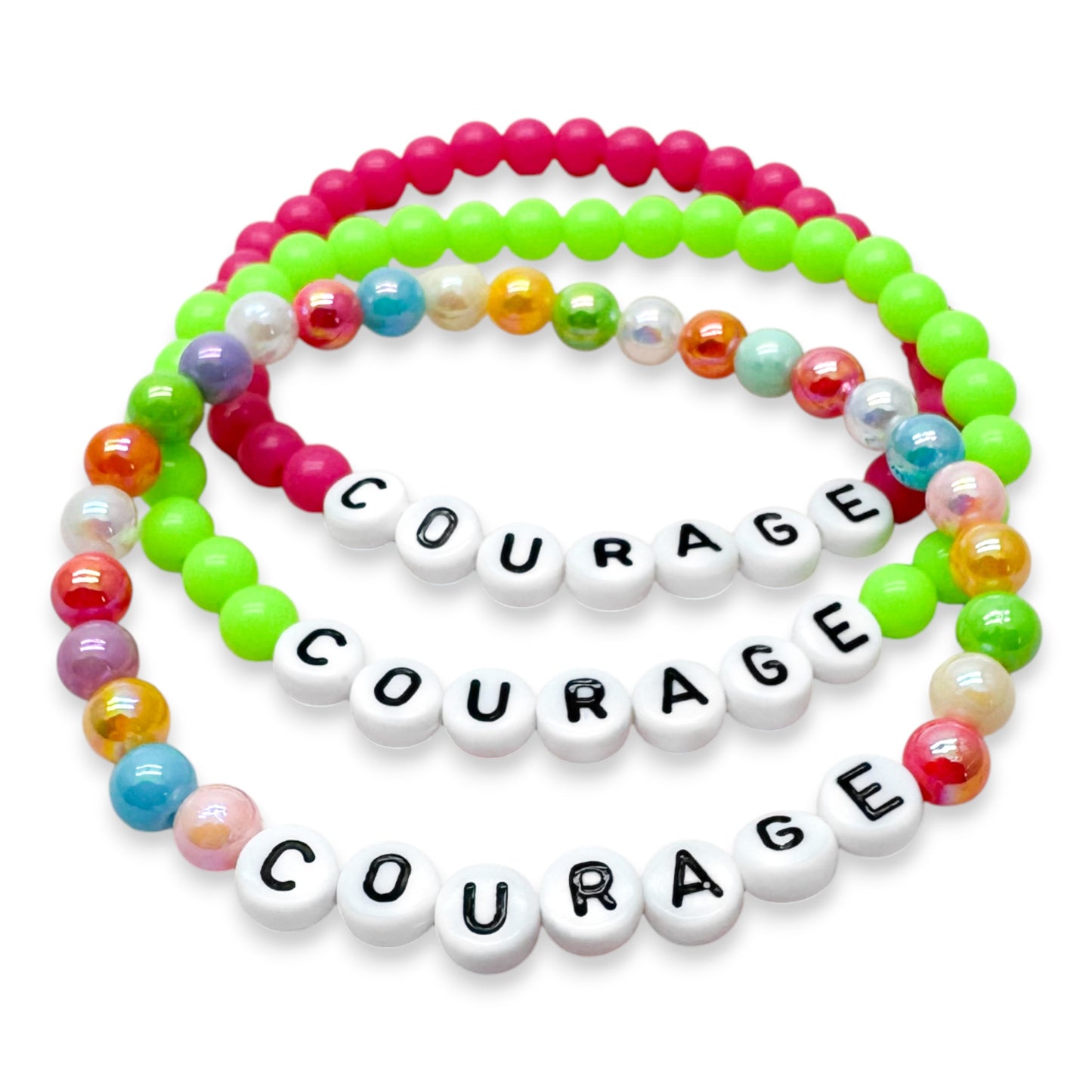 COURAGE Message Bracelet - Acrylic Letter Beads
