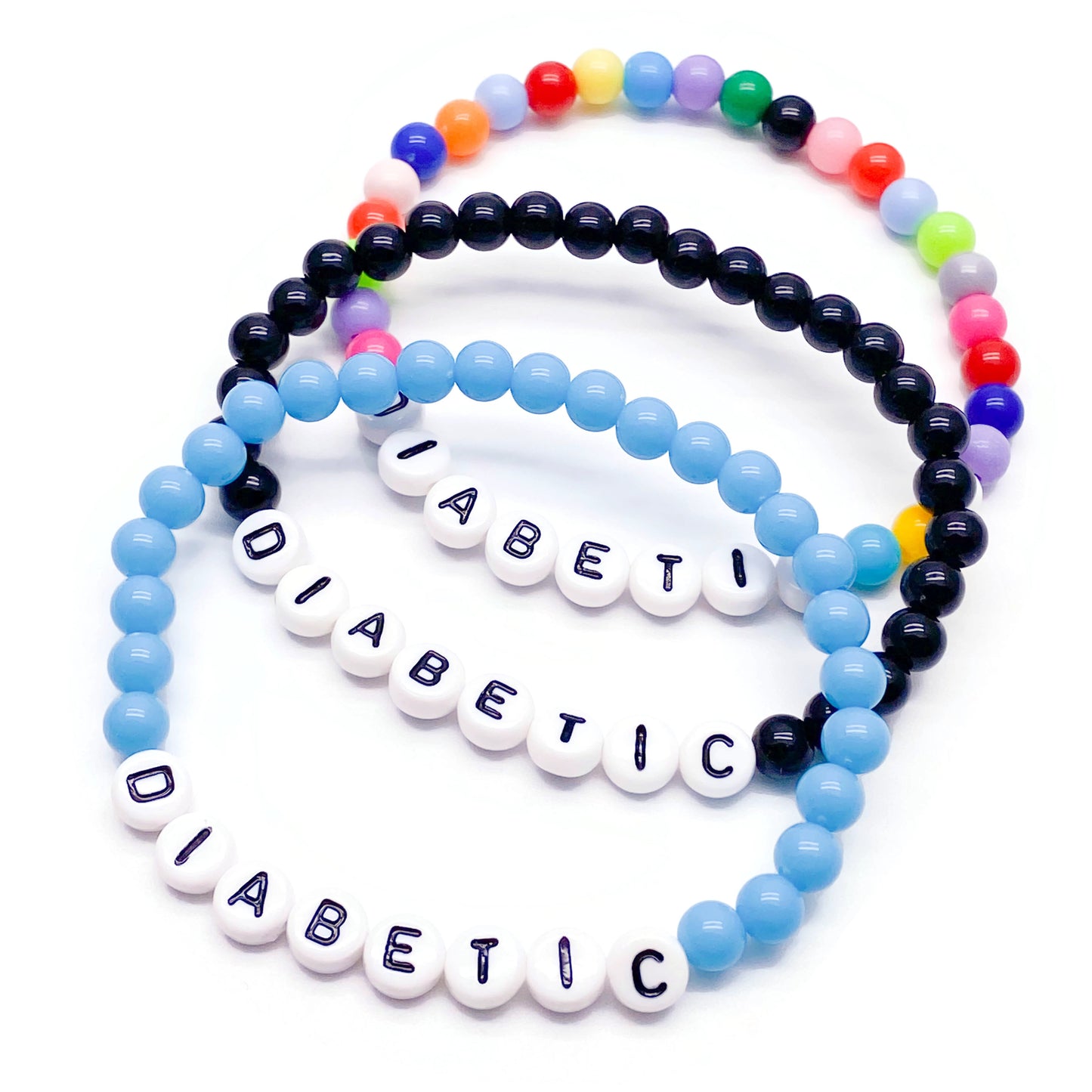 DIABETIC Medical Alert Bracelet - Acrylic Letter Beads