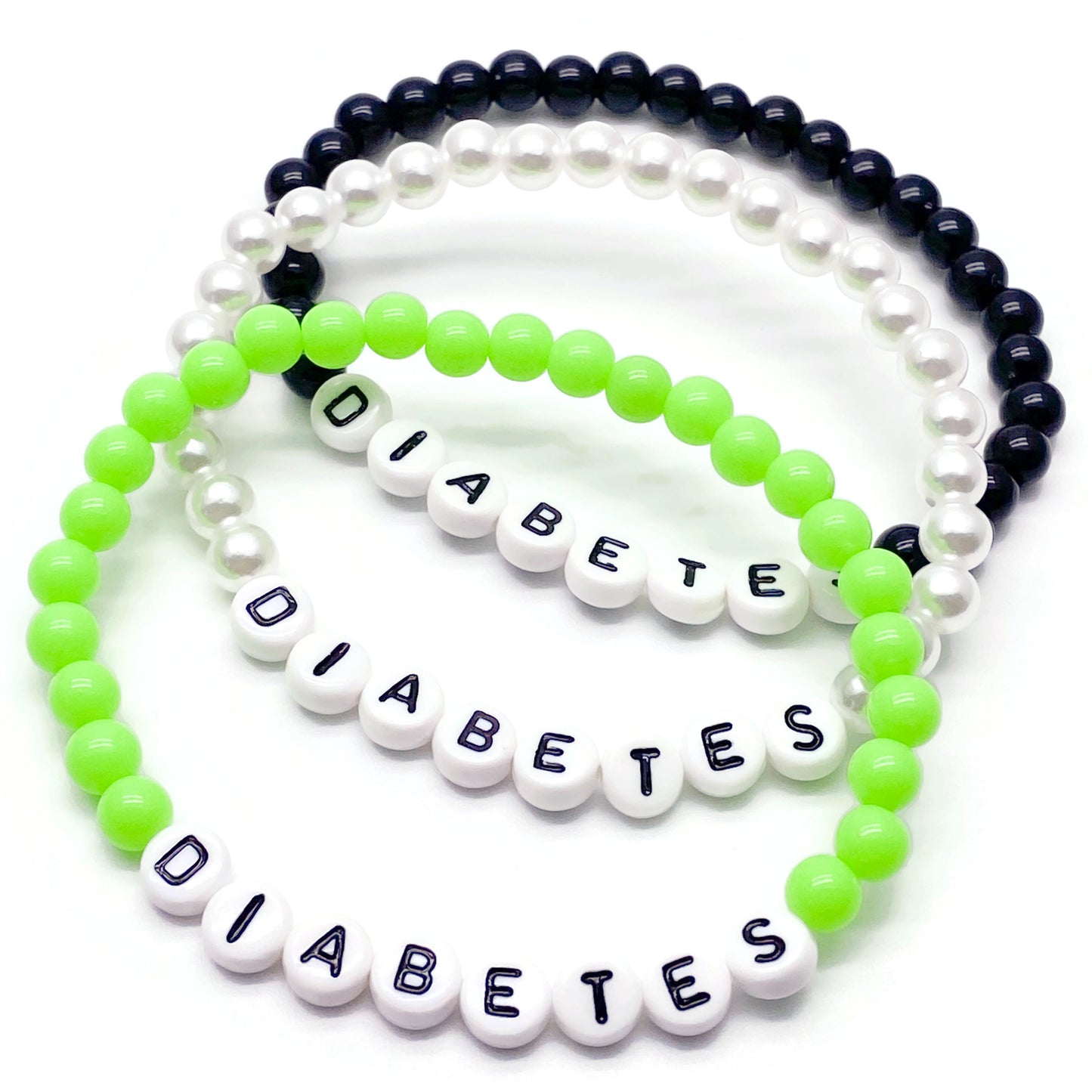 DIABETES Medical Alert Bracelet - Acrylic Letter Beads