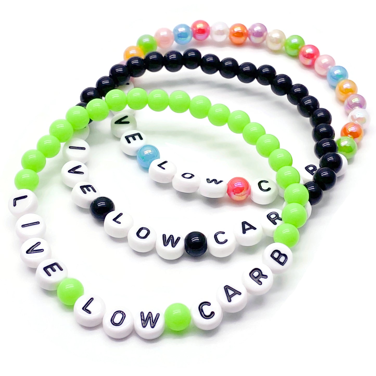 LIVE LOW CARB Awareness Bracelet - Acrylic Letter Beads