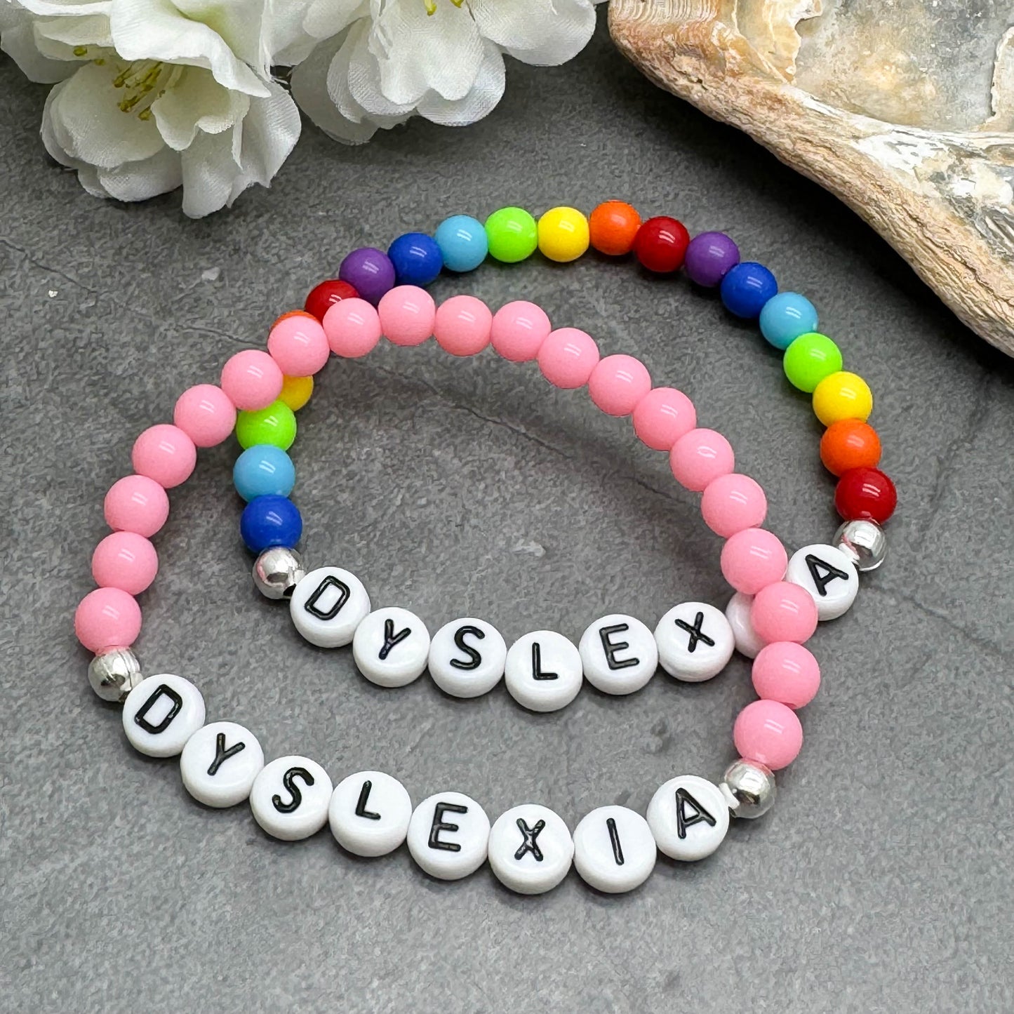DYSLEXIA Medical Alert Bracelet - Acrylic Letter Beads