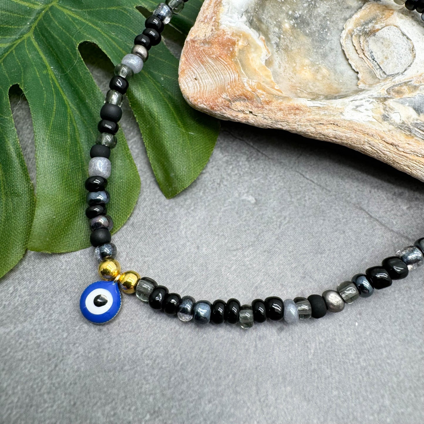 Evil Eye Seed Bead Anklet - Colour Choice