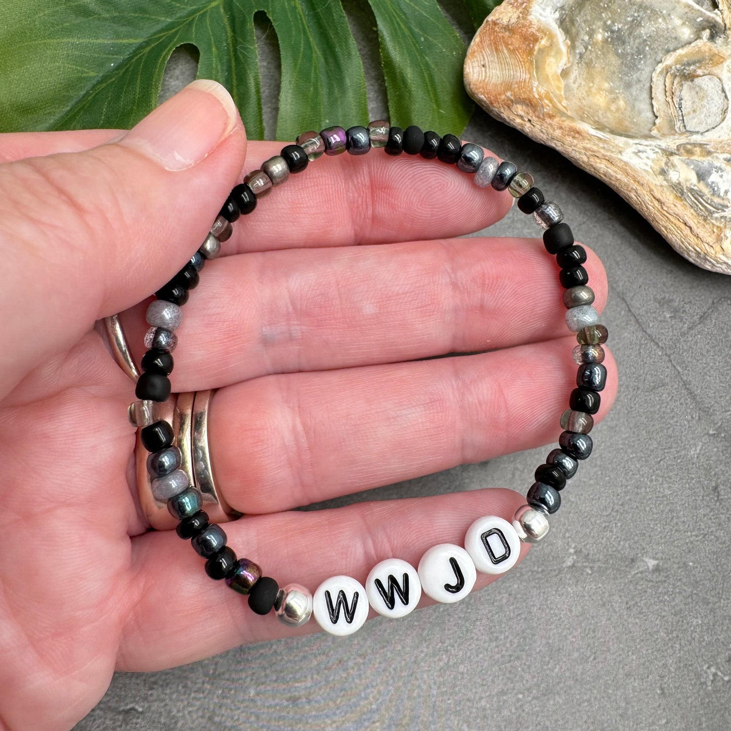WWJD Message Bracelet - Glass Seed Beads