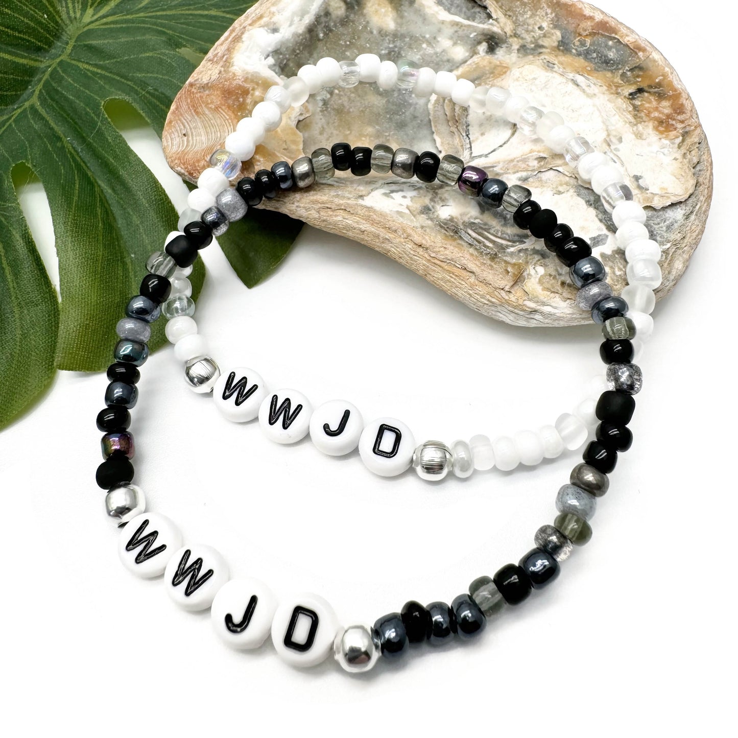 WWJD Message Bracelet - Glass Seed Beads