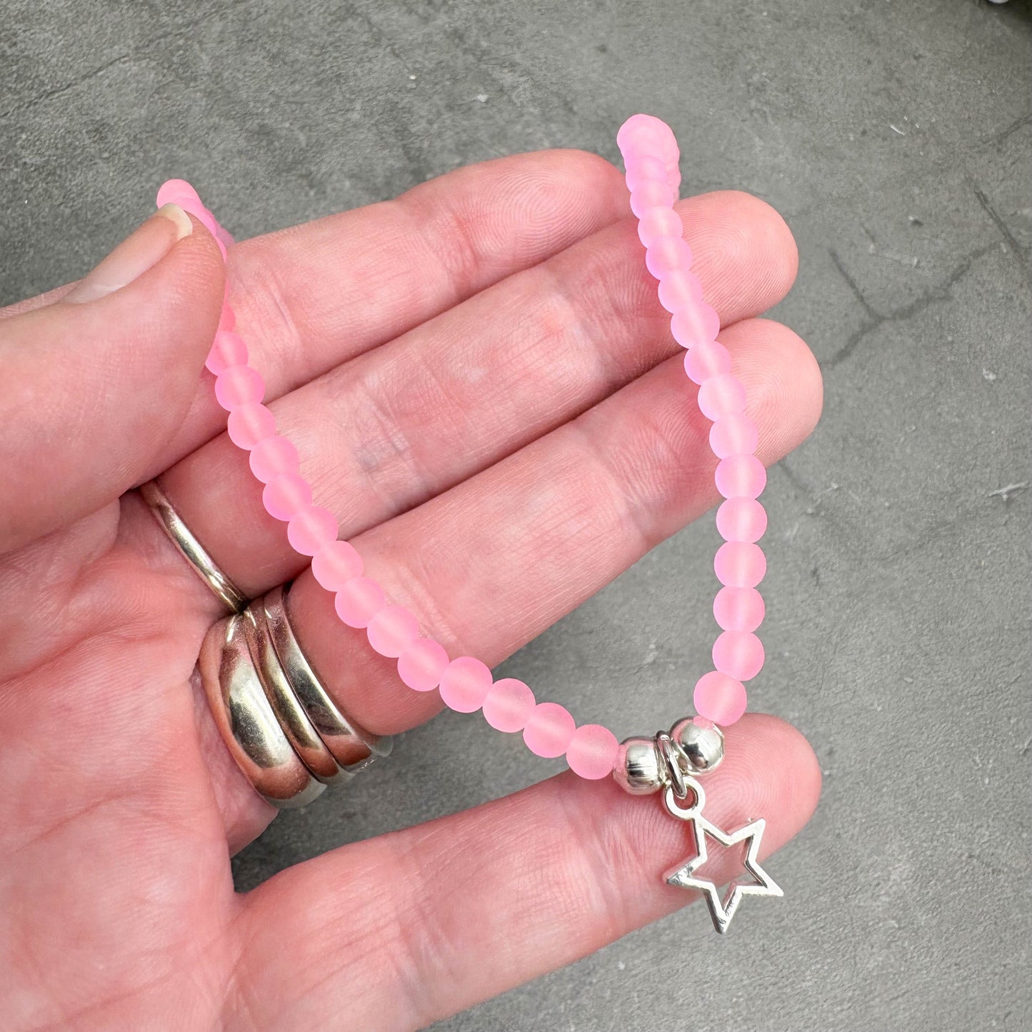 Star Charm Frosted Bead Anklet - Colour Choice