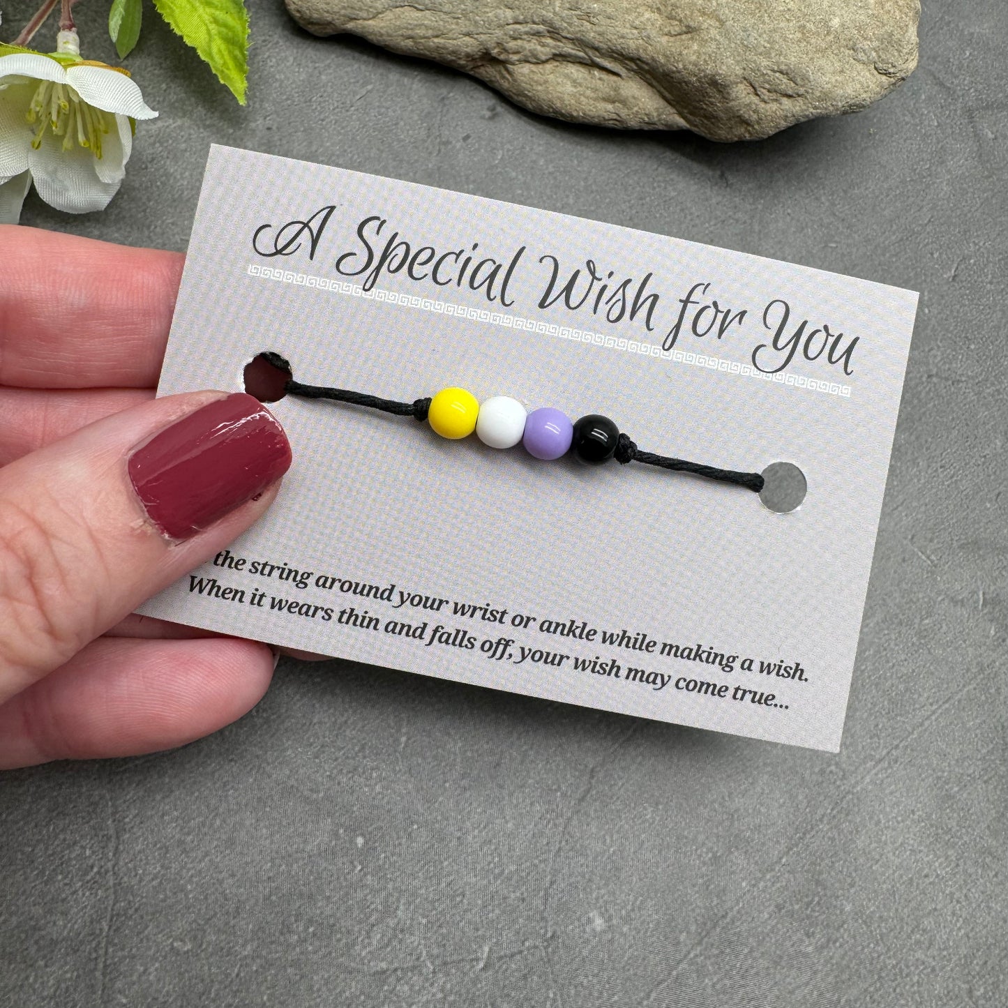 Non Binary Flag Colours Hemp Wish Bracelet LGBT Pride