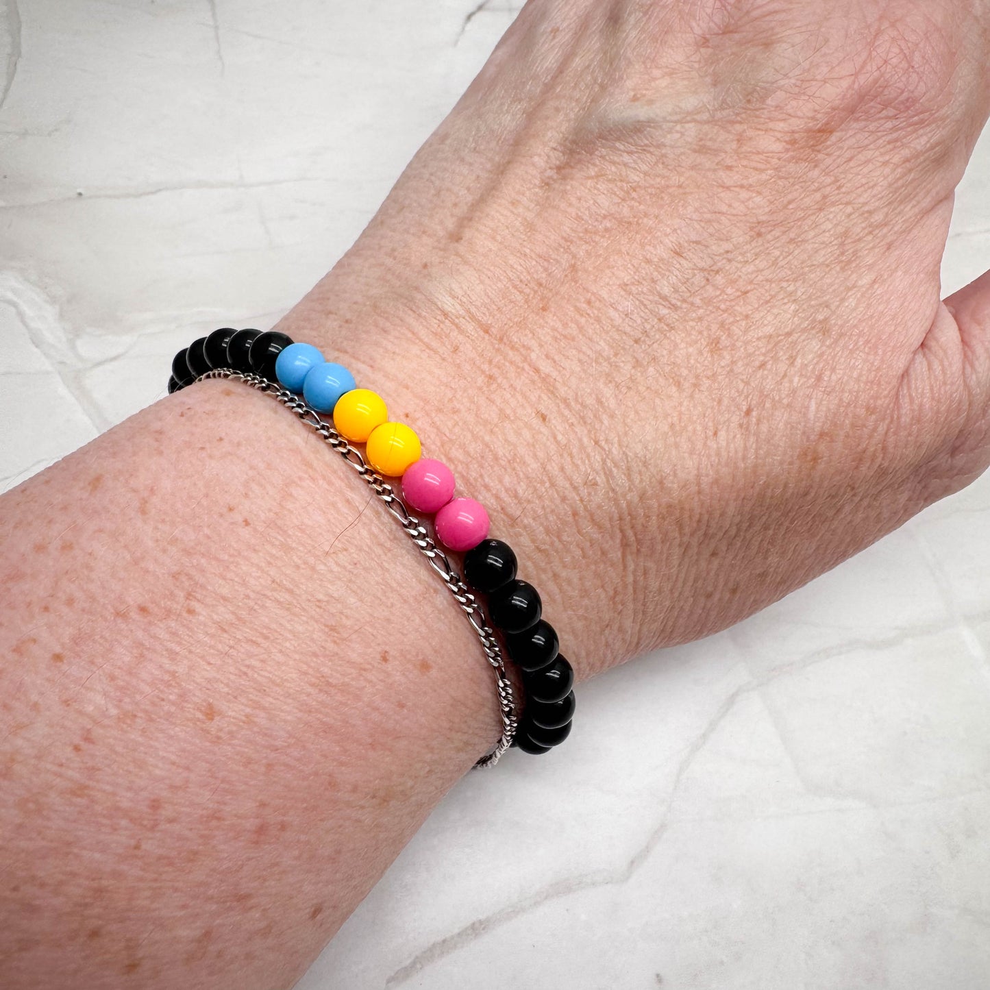Pansexual Pride Flag Colours Acrylic Bead Bracelet